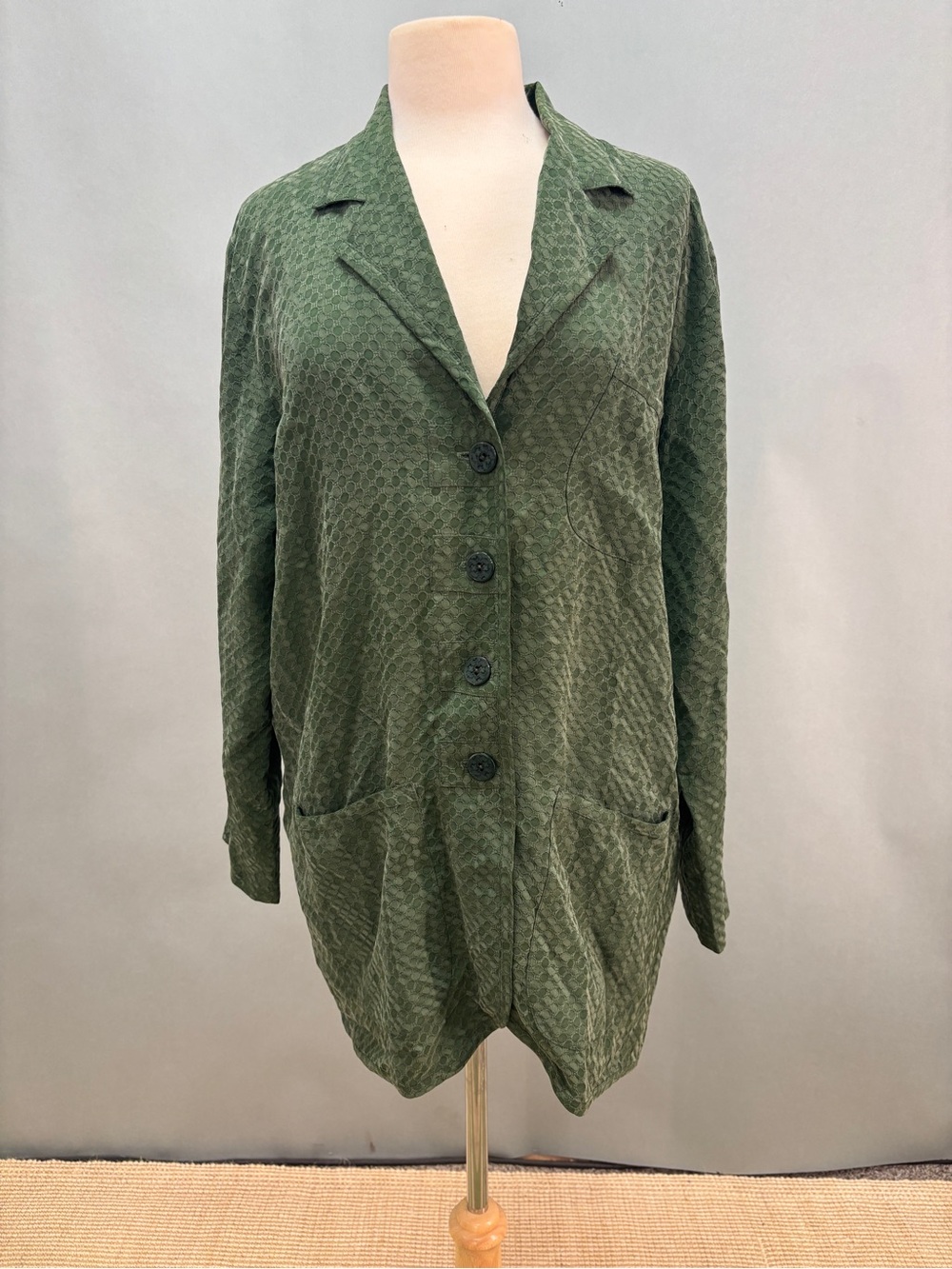 VTG Moon Light USA women’s XL Green Textured Blazer Jacket Oversized Lagenlook